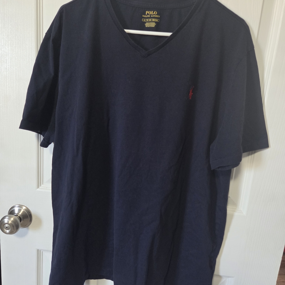Polo by Ralph Lauren Men's Navy V-Neck Shirt